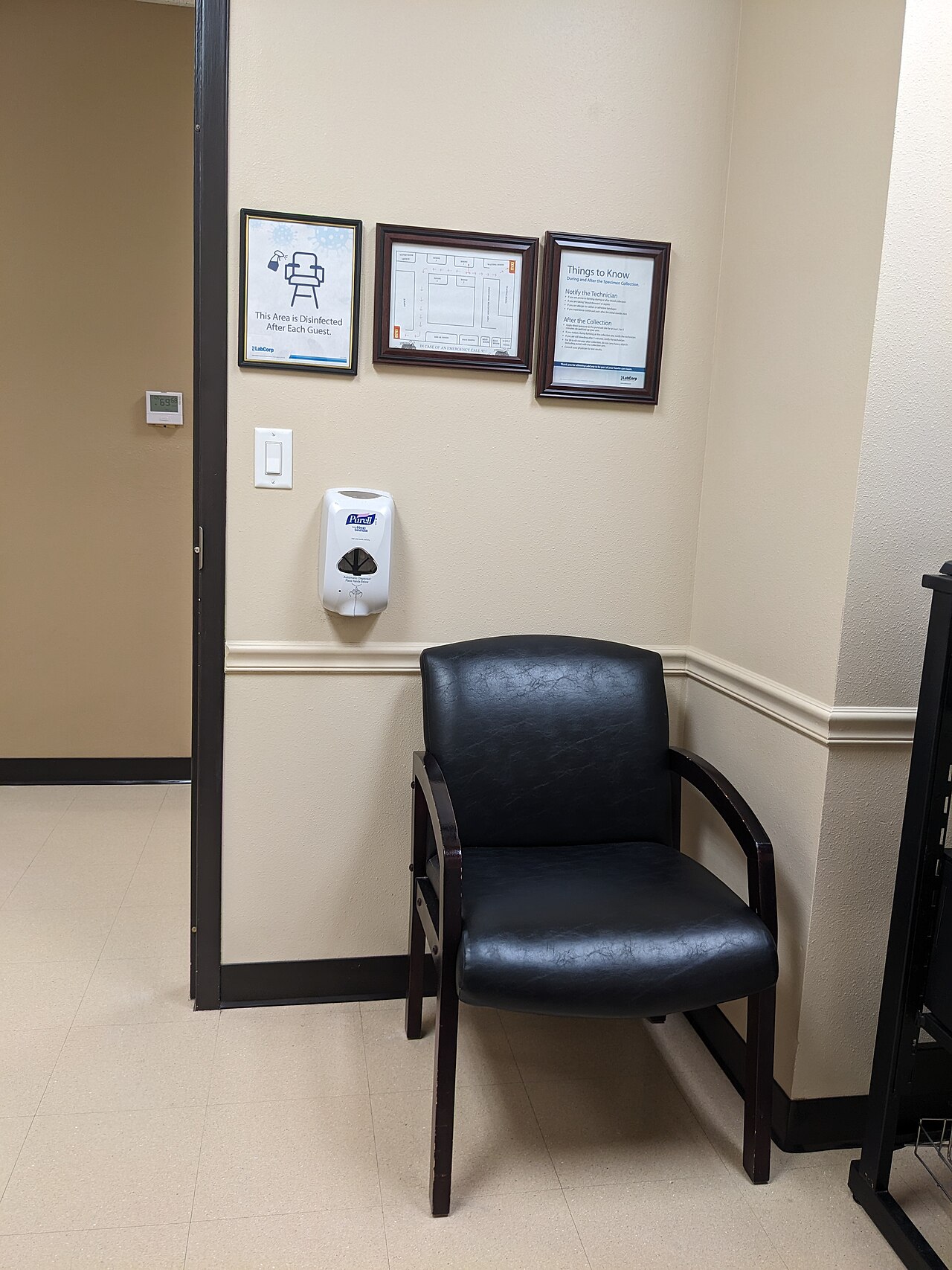Labcorp patient service center blood draw room